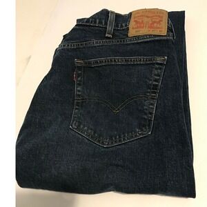 Levis 505 Regular Fit Dark Wash Indigo Denim Jeans Mens 40x32